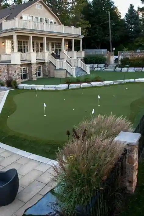 Backyard golf green in Omaha, NE installed by Eagle Eye Turf