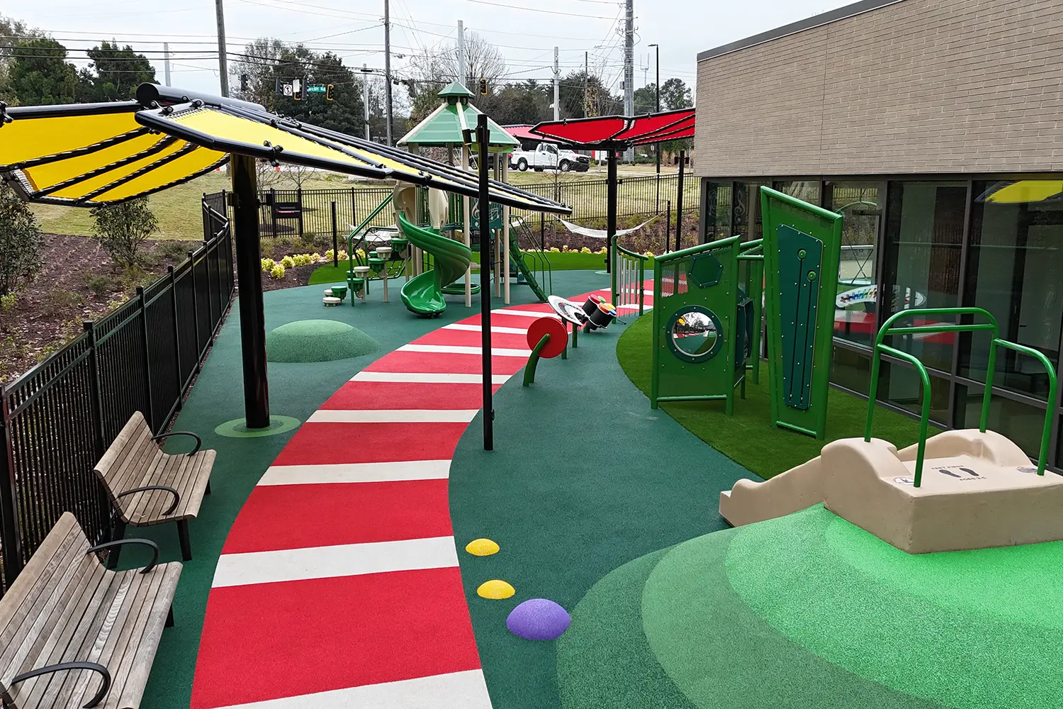 Artificial grass playground installed by Eagle Eye Turf