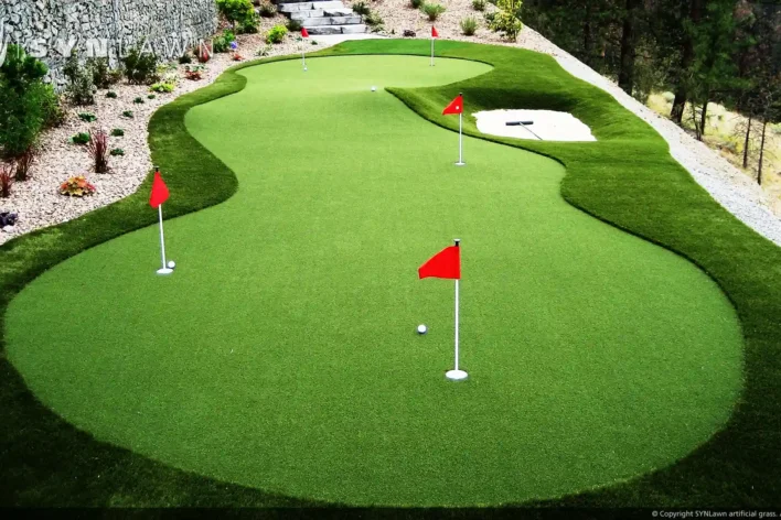 image of Backyard Golf putting green with SYNLawn artificial turf