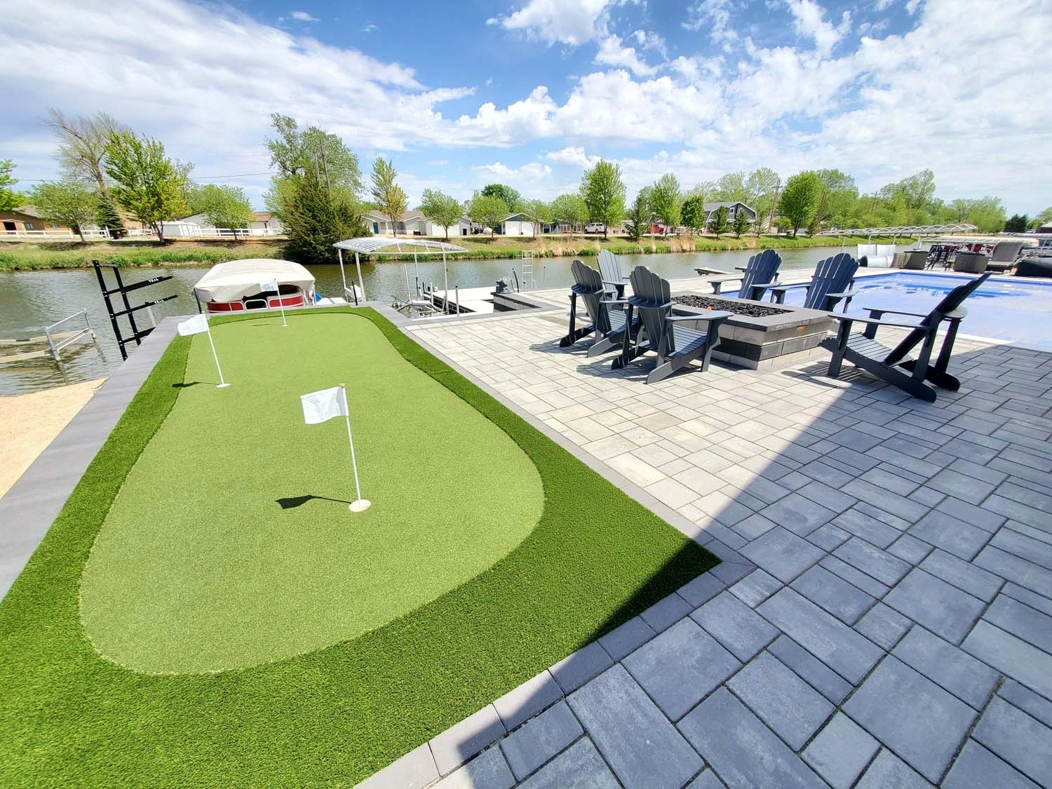 Backyard turf installation from Eagle Eye Turf