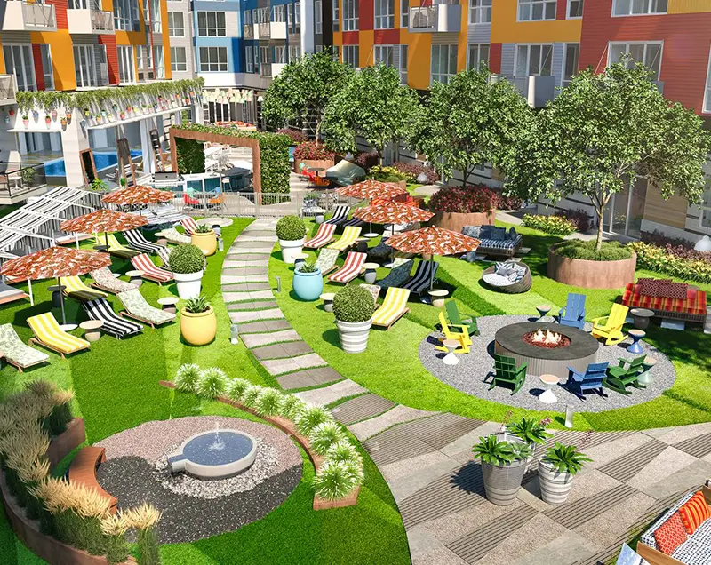 Artificial grass apartment area from Eagle Eye Turf